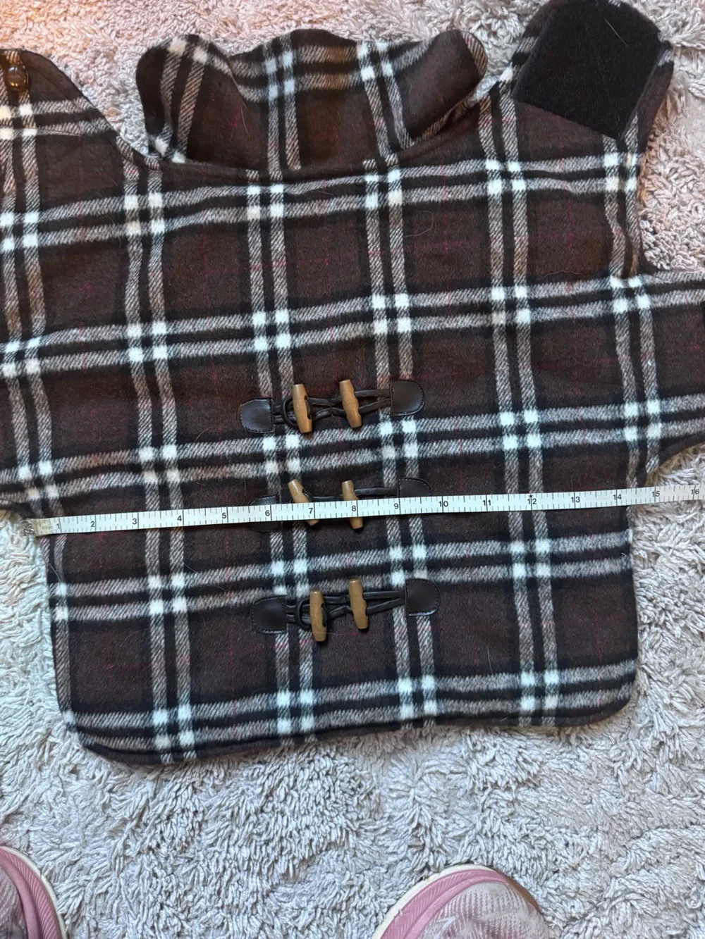 Plaid Dog Coat with Toggle Closures
